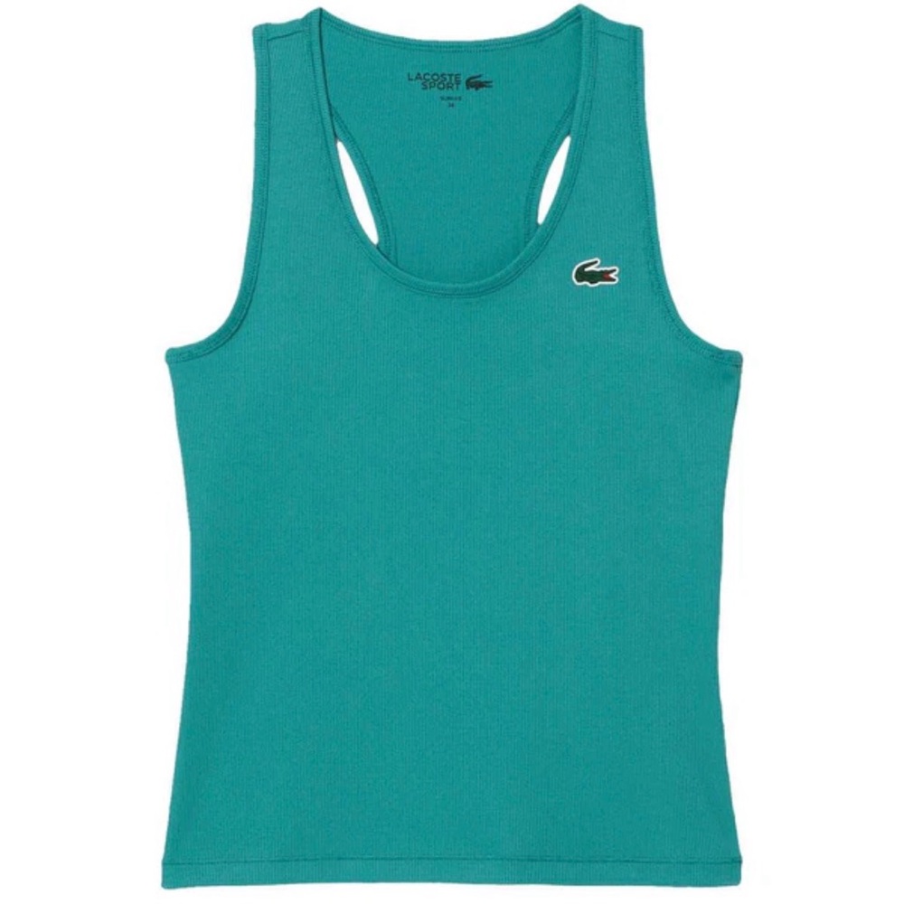 Lacoste Women's Teal Ribbed Racerback Tank